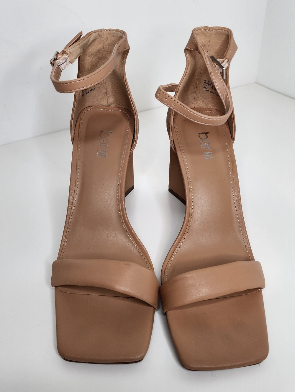 Bar III Nude Tan Ankle-Strap Block Heel Sandals Size 8